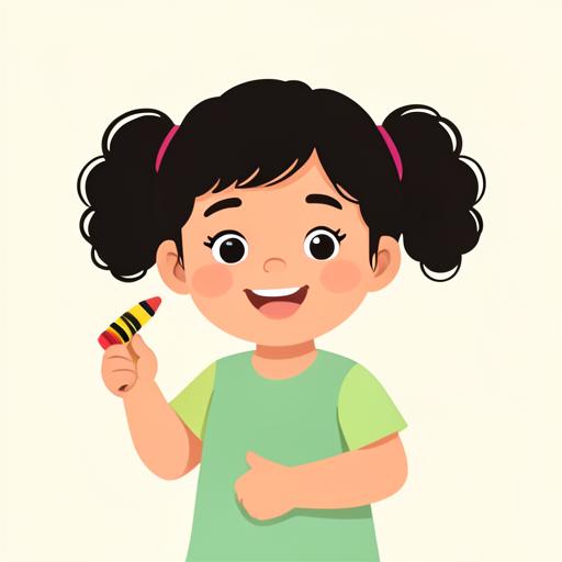 Illustration of a five-year-old girl holding a crayon
