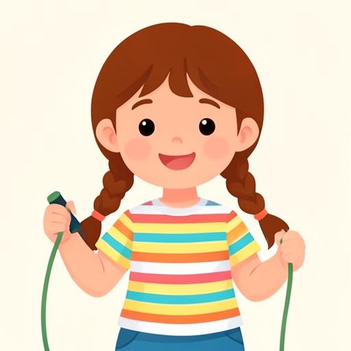 Illustration of a seven-year-old girl with a jump rope