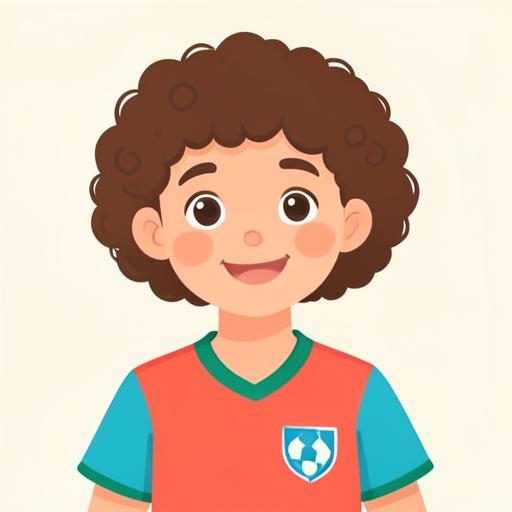 Illustration of an eight-year-old girl in a soccer jersey