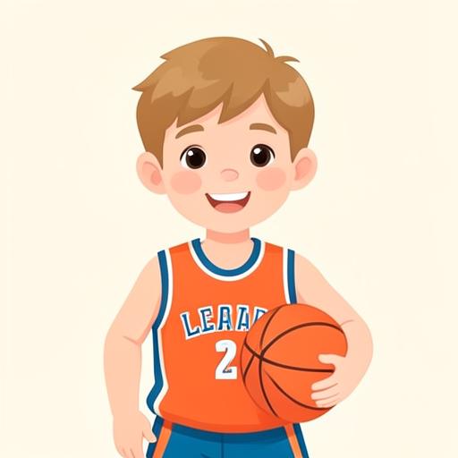 Illustration of an eleven-year-old boy holding a basketball