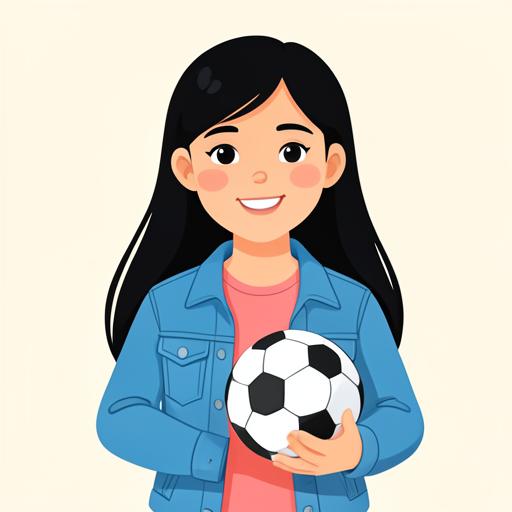 Illustration of a twelve-year-old girl holding a soccer ball