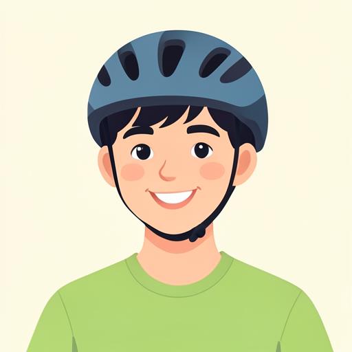 Illustration of a thirteen-year-old boy wearing a bike helmet