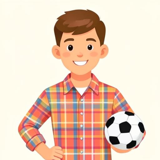 Illustration of a sixteen-year-old boy holding a soccer ball