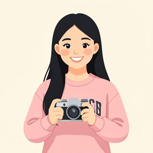 Illustration of a sixteen-year-old girl holding a camera