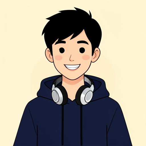 Illustration of a seventeen-year-old boy wearing headphones